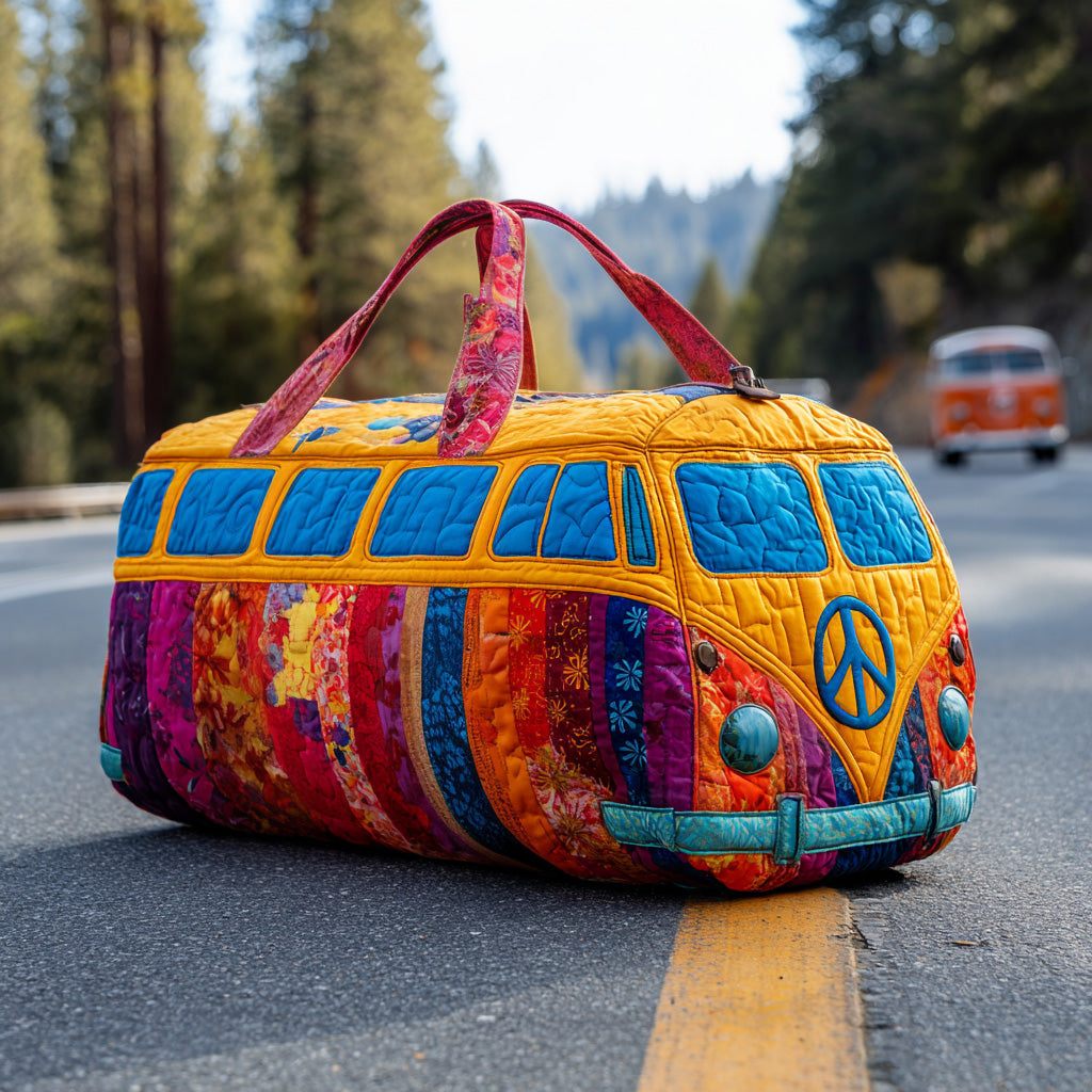 Quilted Travel Bag with Rainbow Van by Louise London