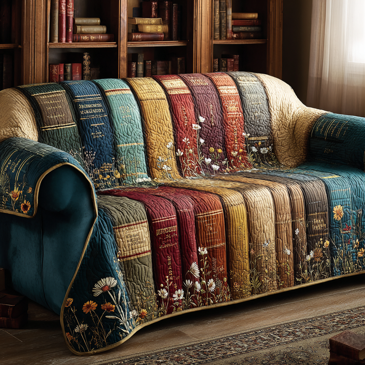 Quilted Sofa Cover with Decorative Pattern