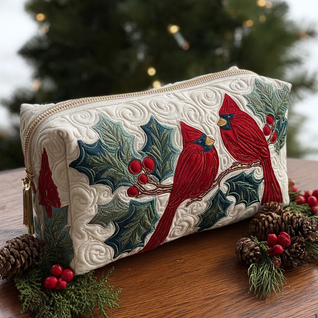 Red Feather quilted makeup bag – Louise London