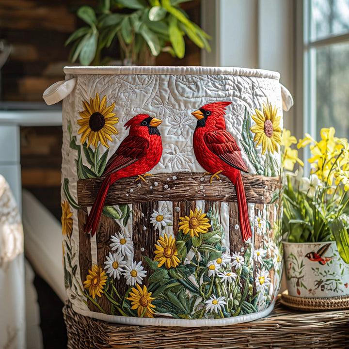 Quilted laundry basket with red cardinal NCU0DV814