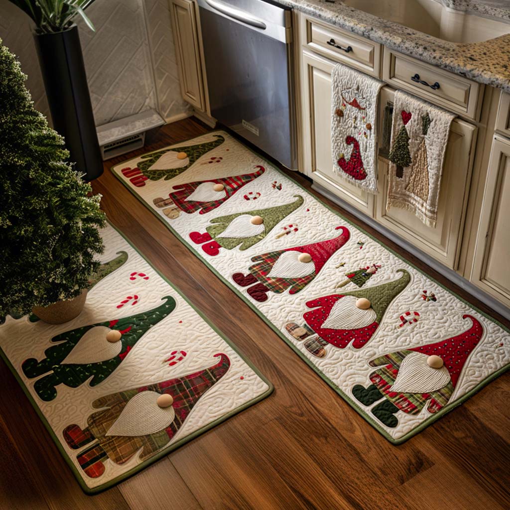 Red and Green Non-Slip Kitchen Mat by Louise London