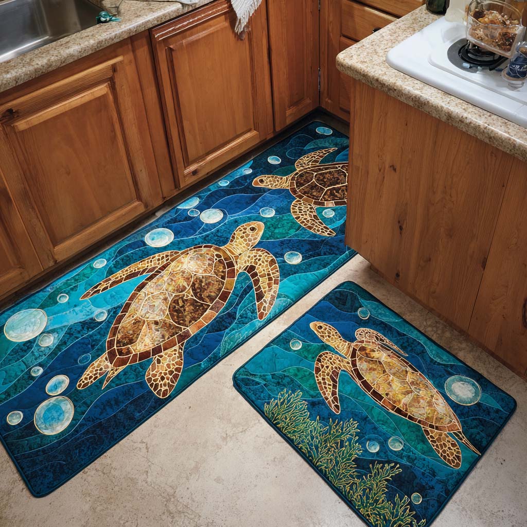 Non-slip Kitchen Mat with Coral Barrier by Louise London