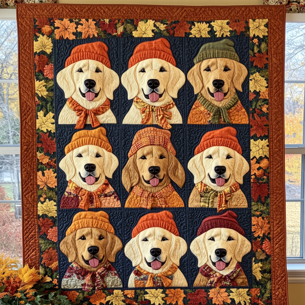 Quilted Blanket Retriever Autumn Vibes – Louise London quilted blanket