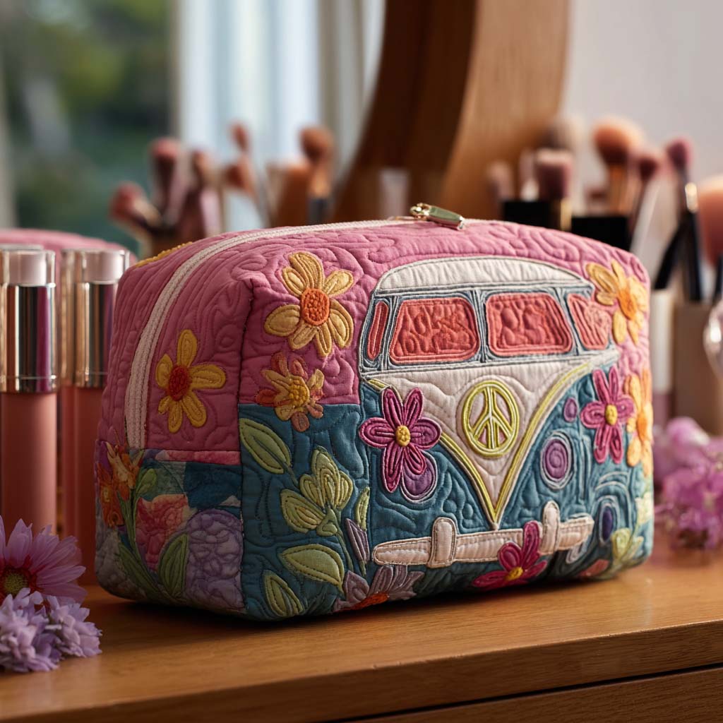 Retro Bloom Journey quilted makeup bag – Louise London