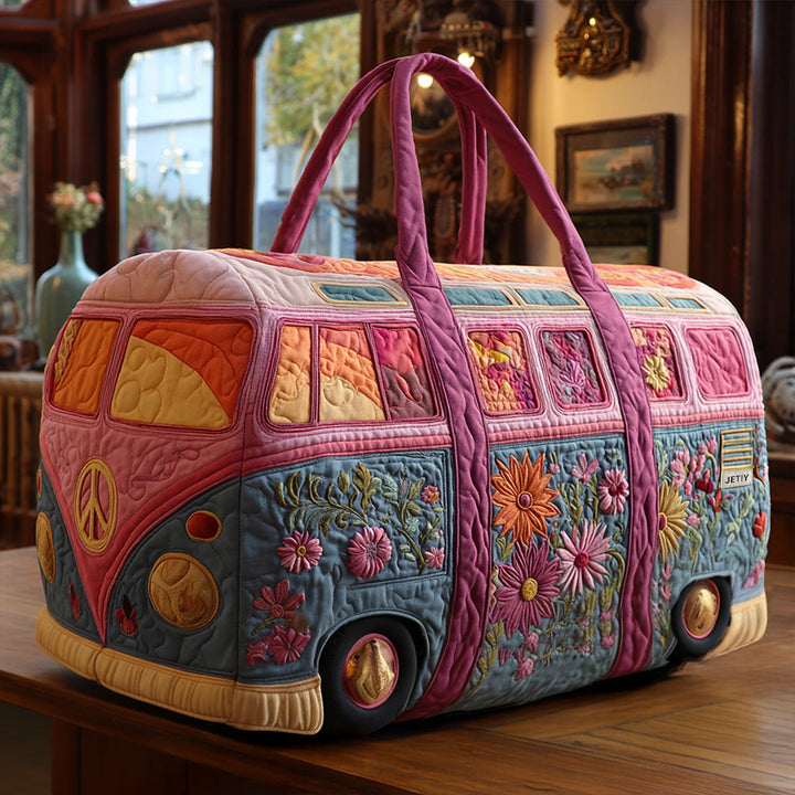 Quilted Shoulder Travel Bag with Retro Van by Louise London