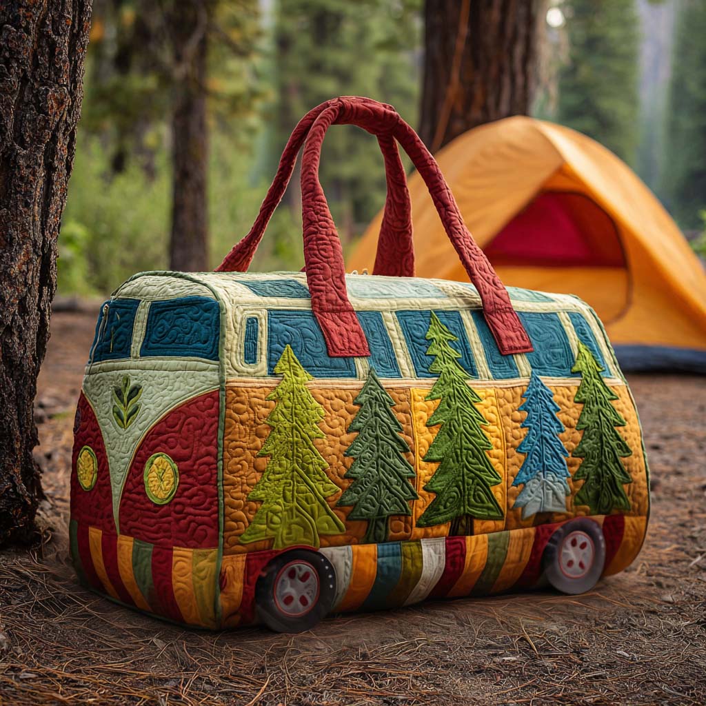 Quilted Travel Bag with Retro Van by Louise London