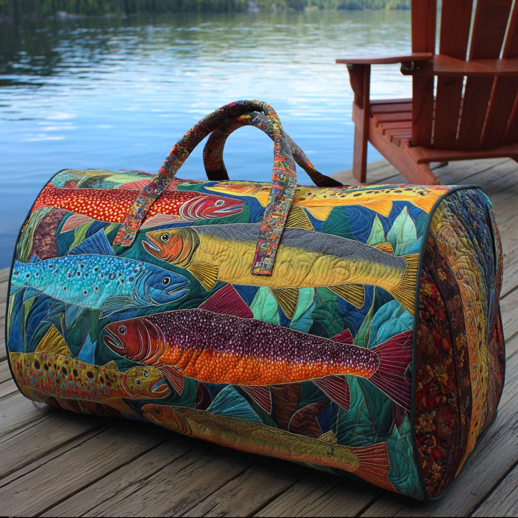 Quilted Travel Bag with River and Nature by Louise London