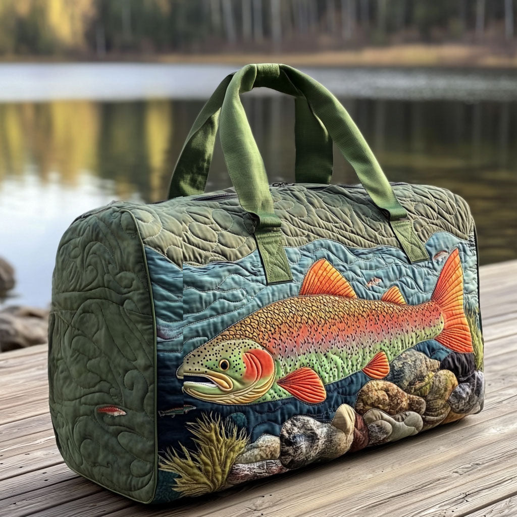 Quilted Travel Bag with Fishing Pattern by Louise London