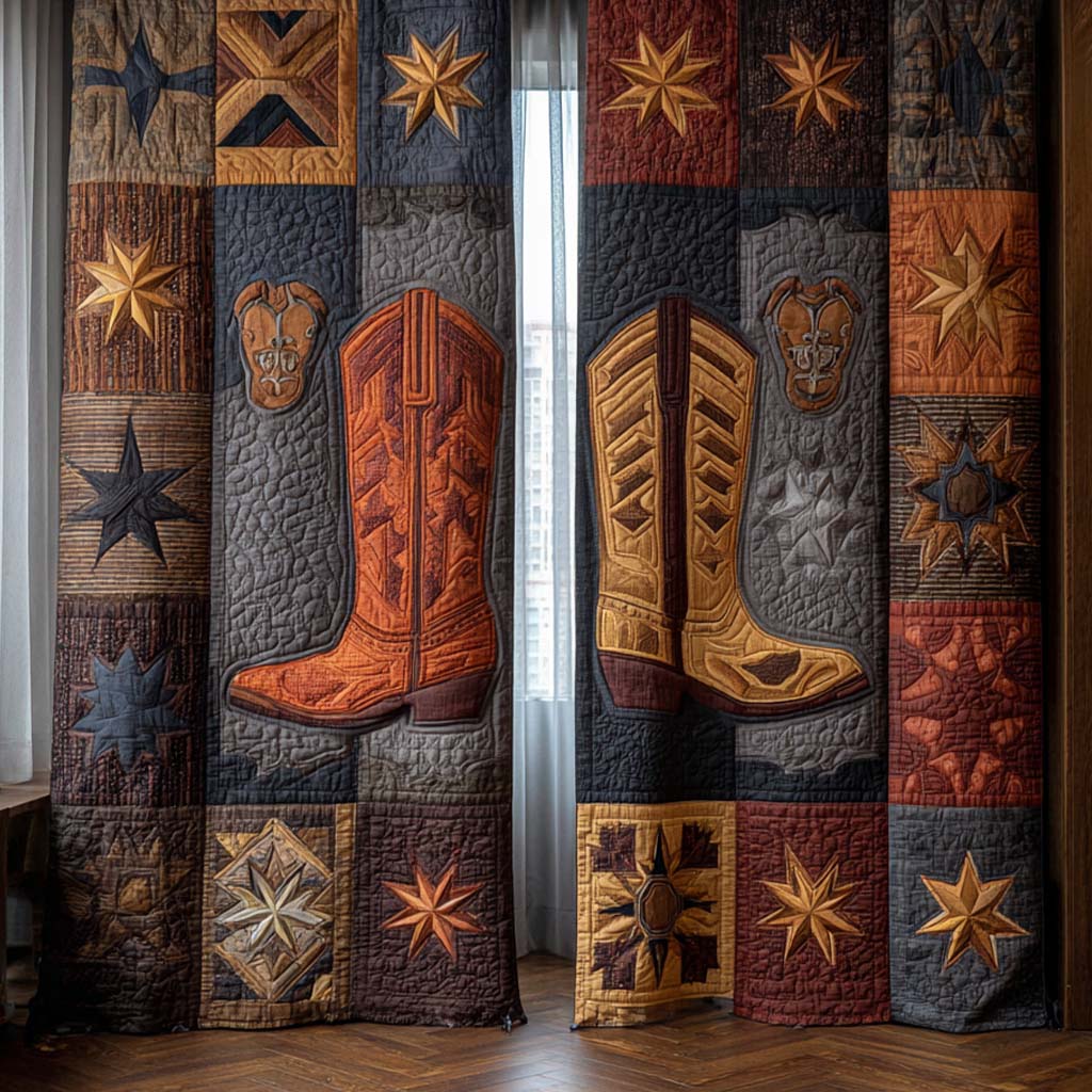 Quilted Rodeo Curtains Patch Panel – Louise London product image 1