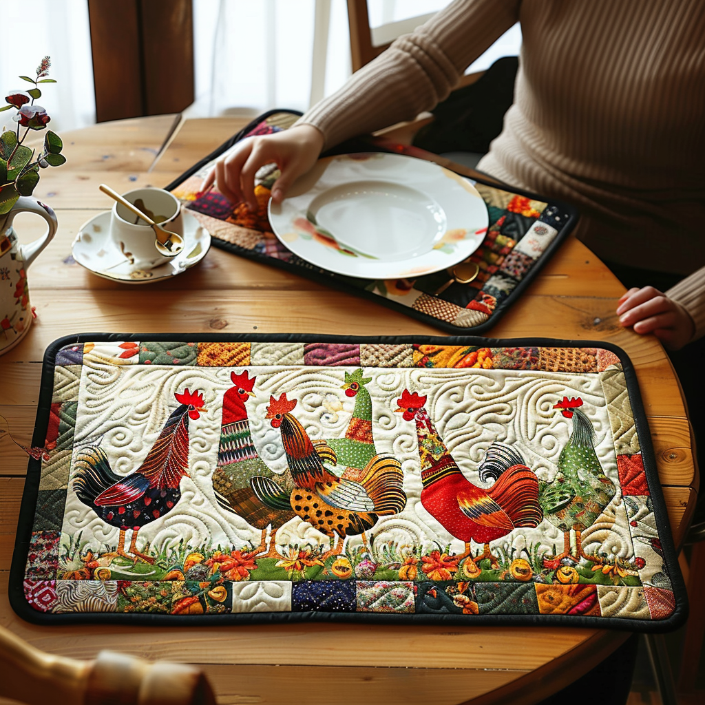 Quilted Placemat with Chicken – quilted placemat image 6 by Louise London