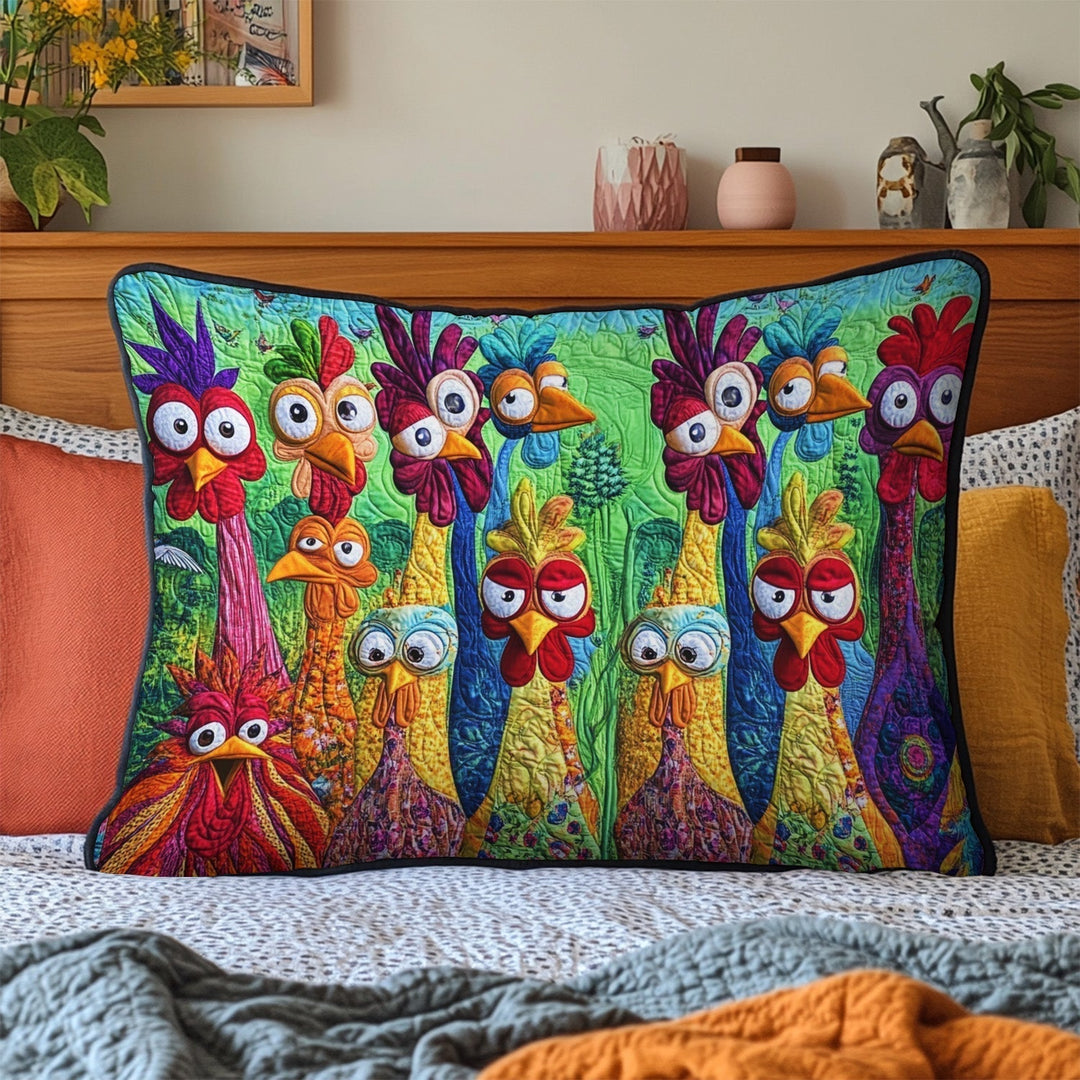 Quilted pillow cover with vibrant rooster NCU0PT8455