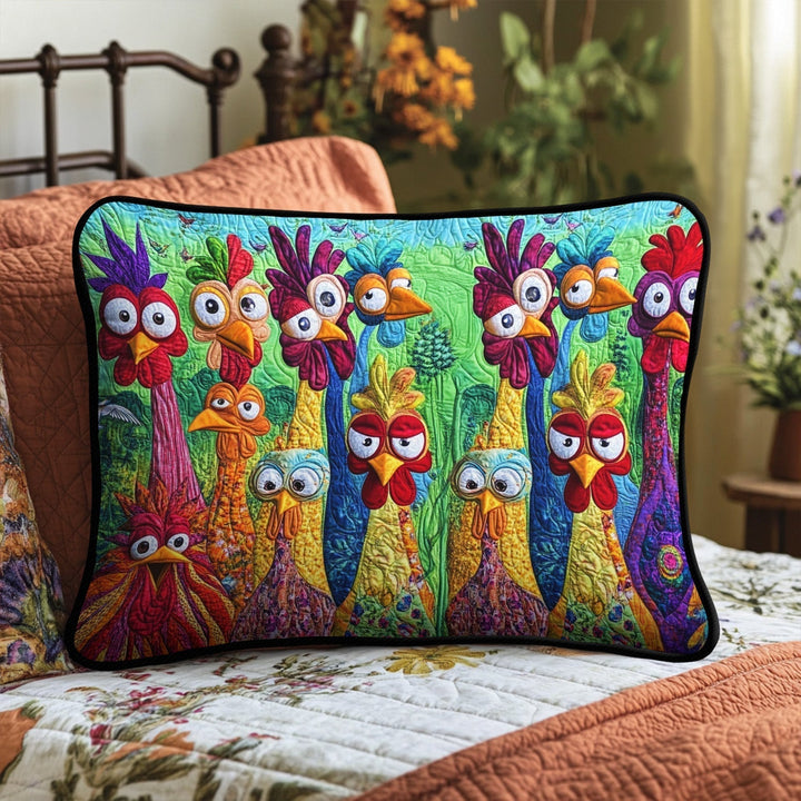 Quilted pillow cover with vibrant rooster NCU0PT8455