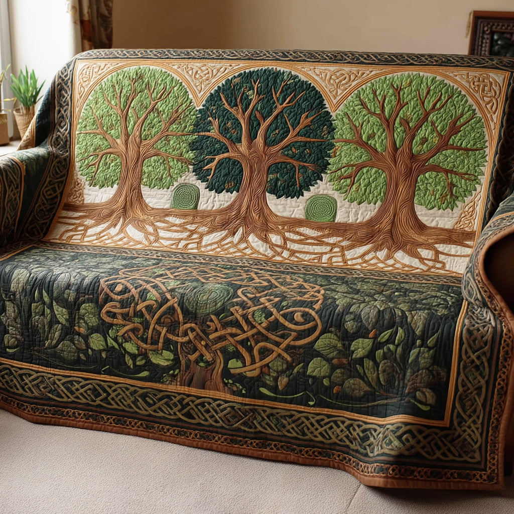 Quilted Sofa Cover with Tree of Life