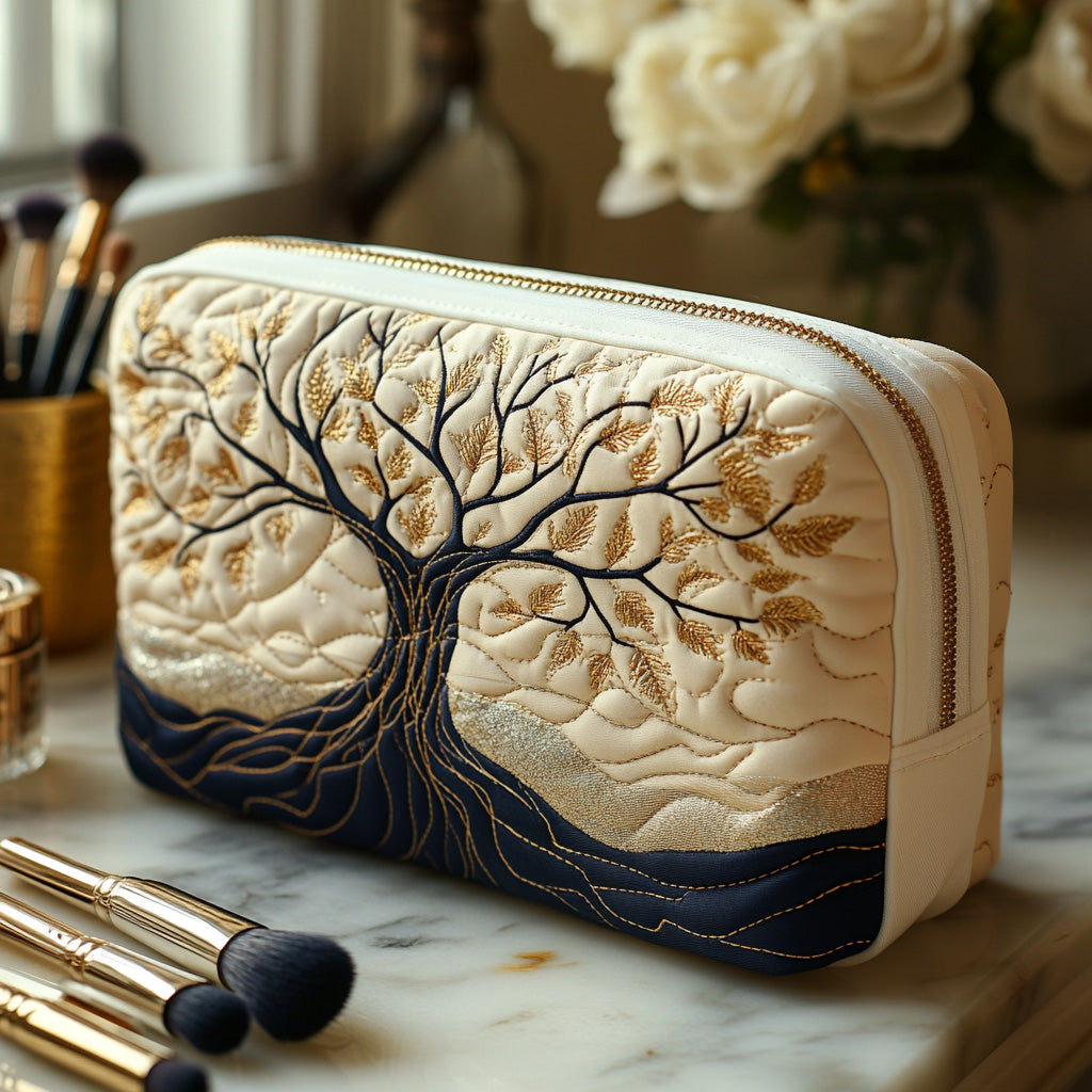 Rooted Harmony quilted makeup bag – Louise London
