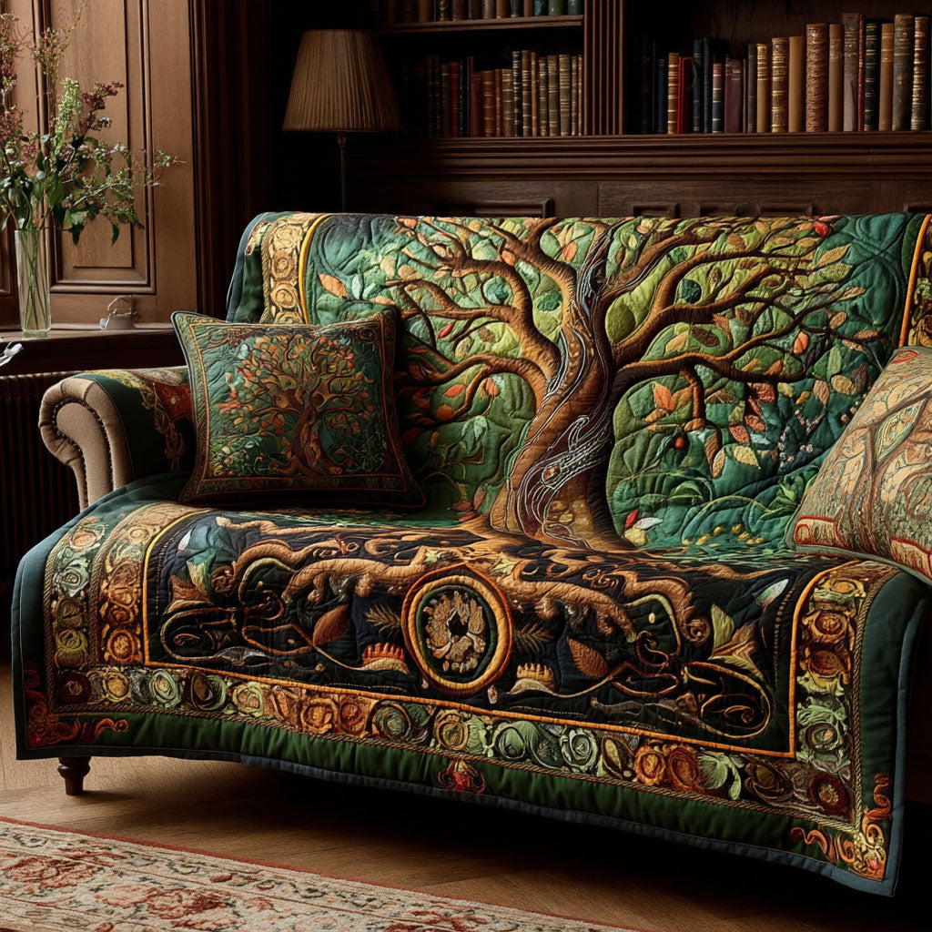 Quilted sofa cover with roots of nature – Louise London