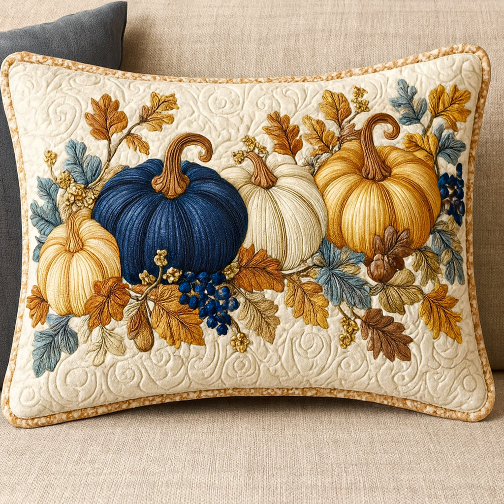 Quilted cushion cover with rustic blue gathering NCU0NT8575