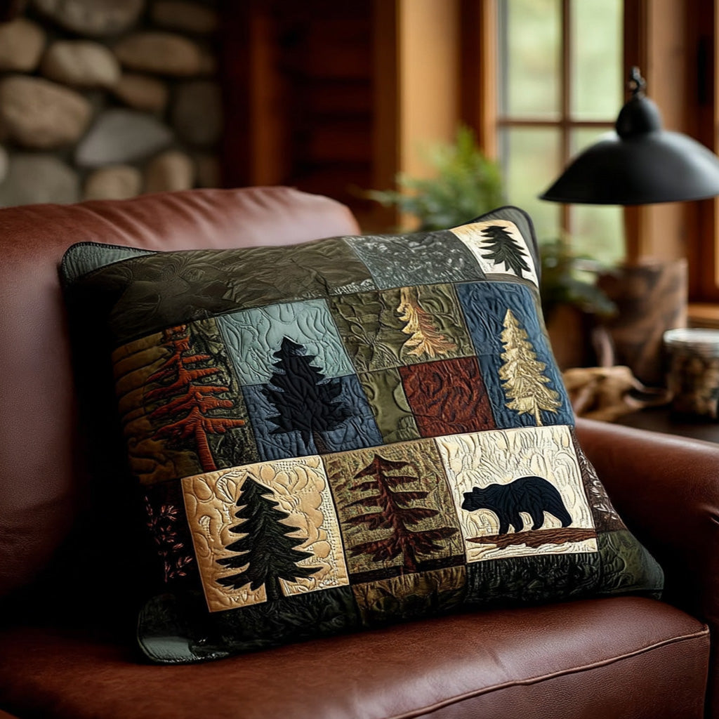 Quilted Cushion Cover with Rustic Retreat by Louise London