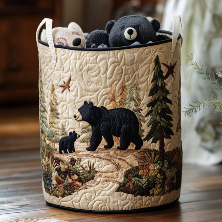 Quilted laundry basket in rustic style by Louise London