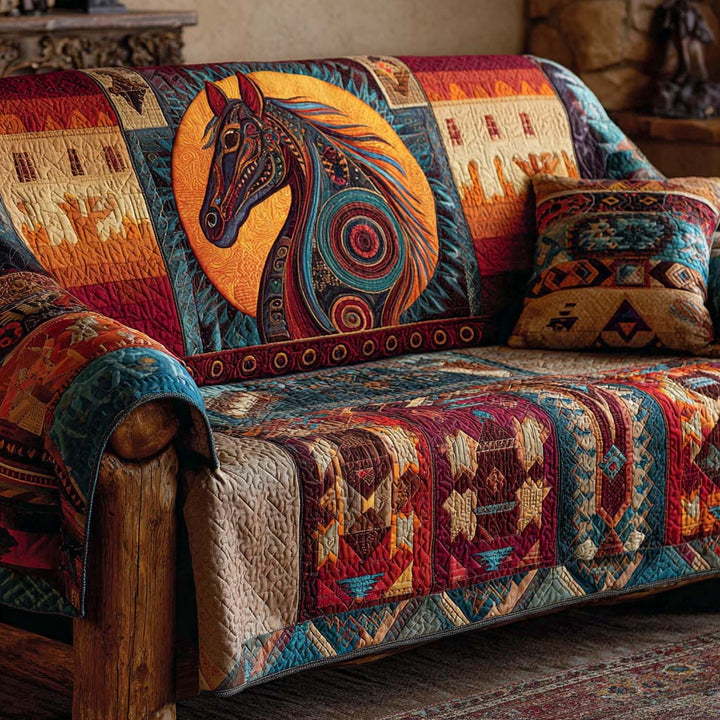 Quilted sofa cover with canyon horse NCU0XD1826