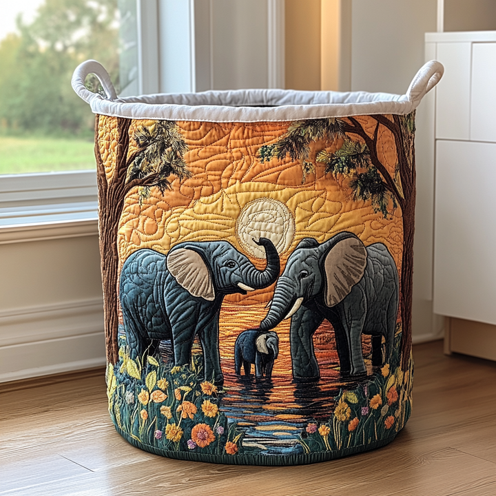 Quilted laundry basket with elephant NCU0DDK621
