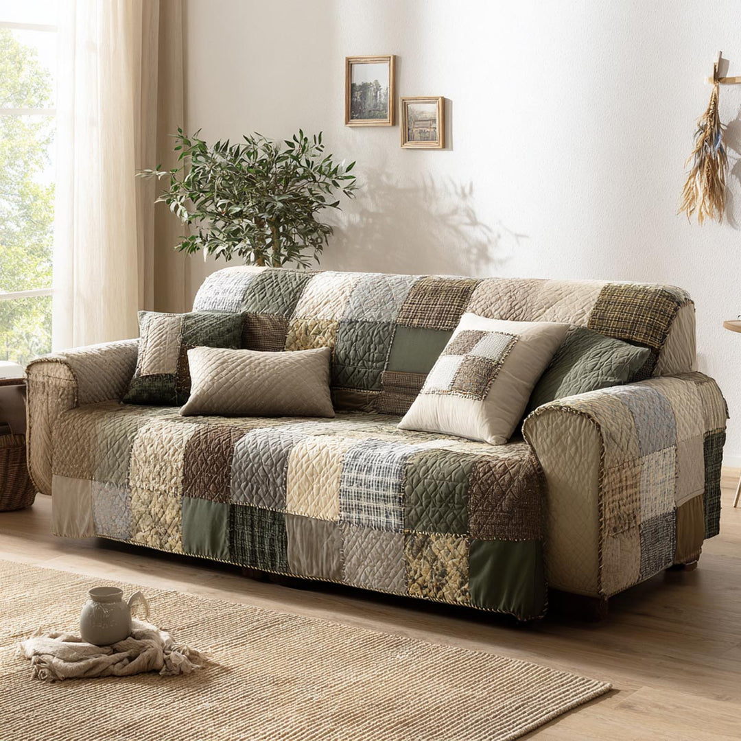 Quilted sofa cover in rustic style – Louise London