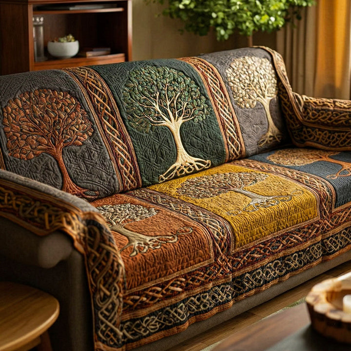 Quilted Sofa Cover with Tree of Life