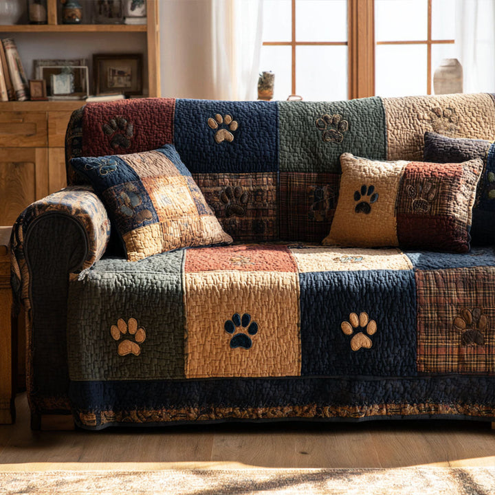 Quilted sofa cover in rustic style – Louise London