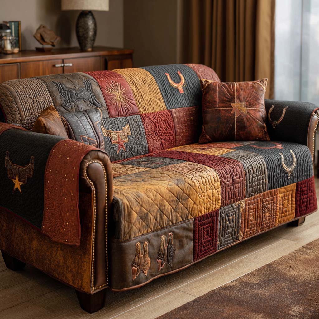 Quilted sofa cover in rustic rodeo style – Louise London