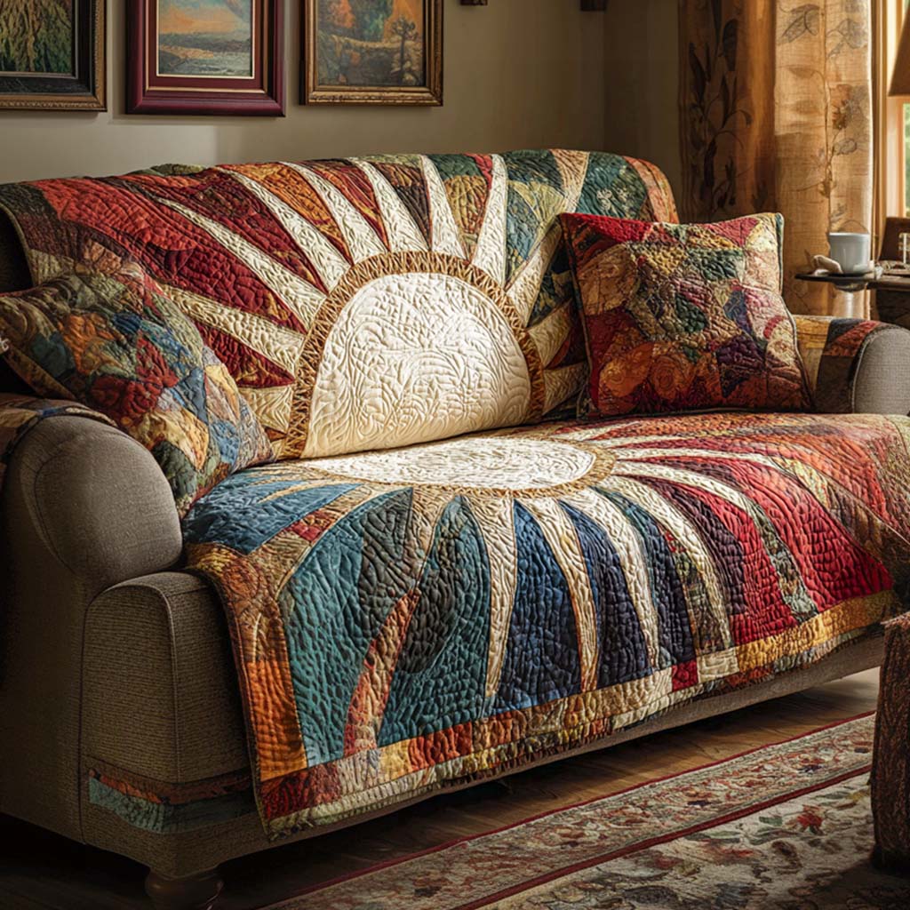 Quilted sofa cover in rustic style – Louise London