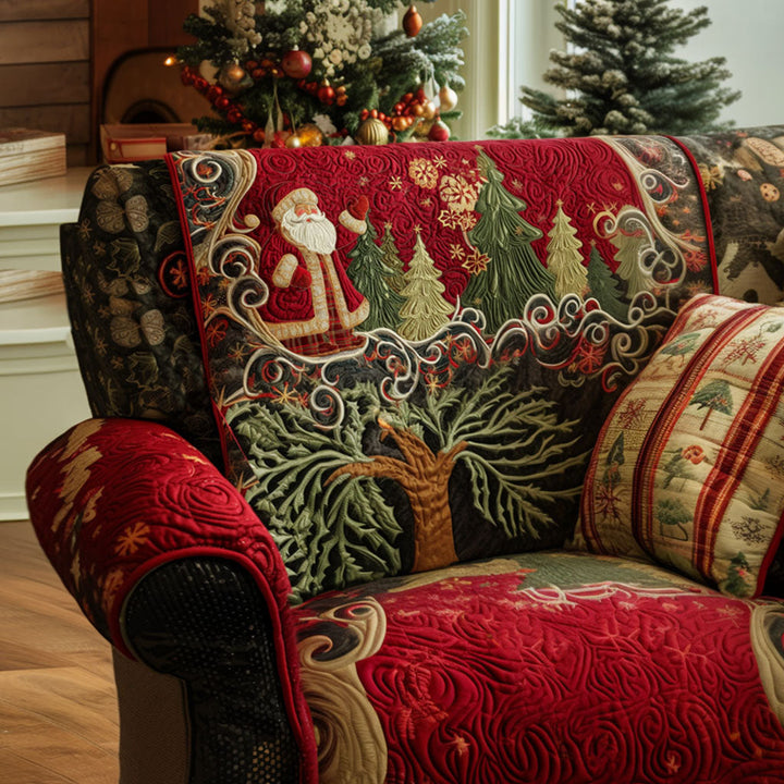 Quilted sofa cover with Christmas pattern