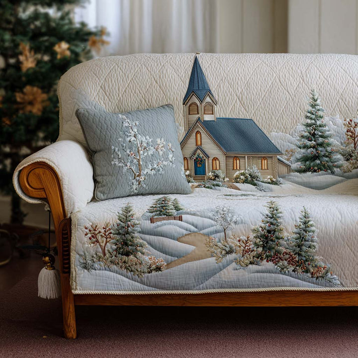 Quilted sofa cover with sacred Christmas light – Louise London