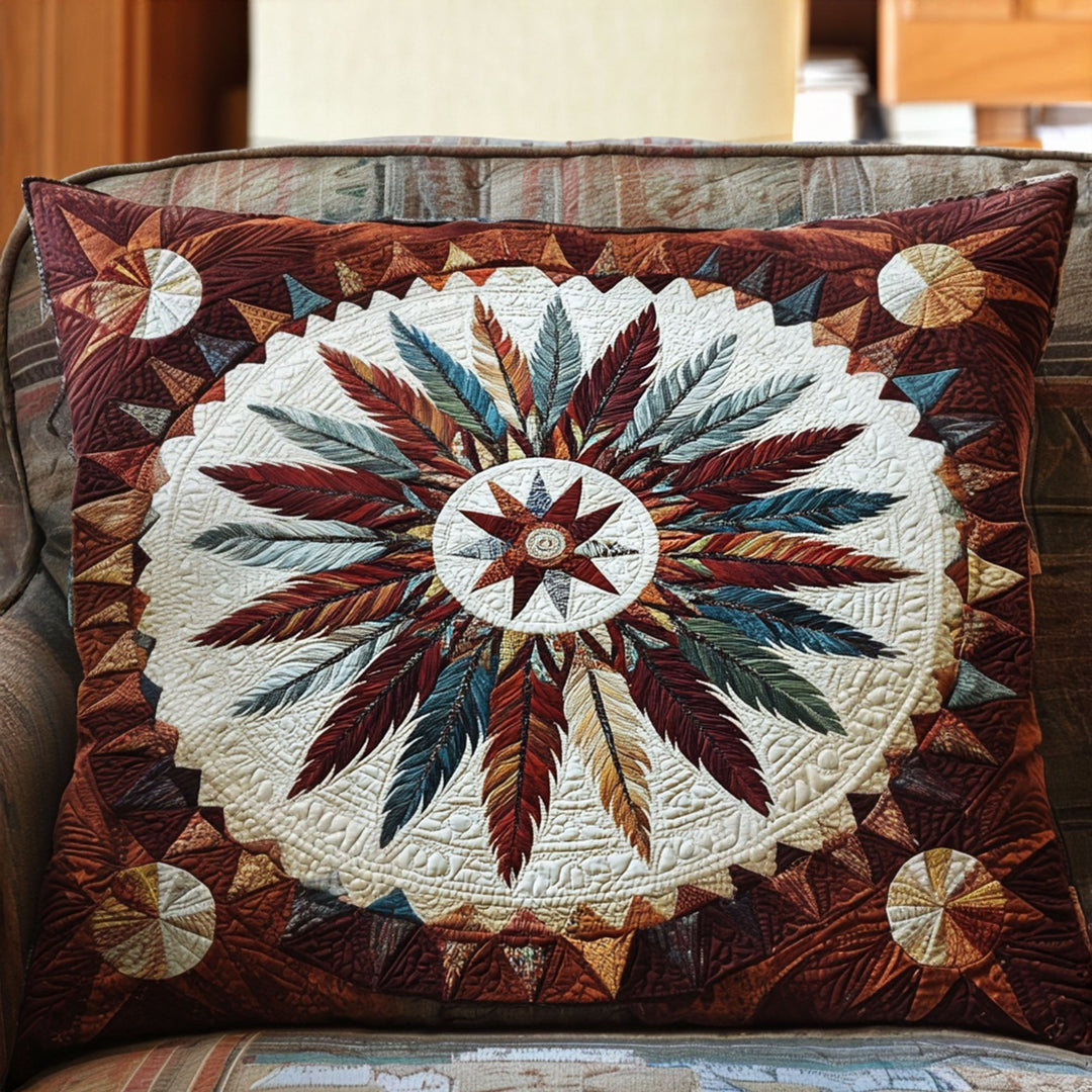 Quilted cushion cover with decorative sacred pattern NCU0PT7483