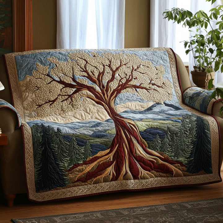 Quilted Sofa Cover with Tree of Life