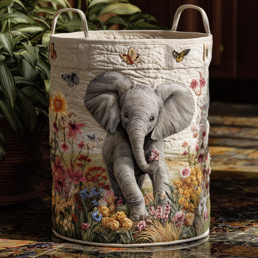 Padded laundry basket with safari pattern by Louise London