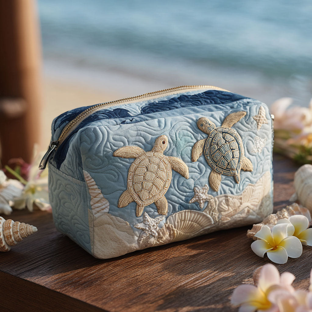 Sandy Shell quilted makeup bag – Louise London