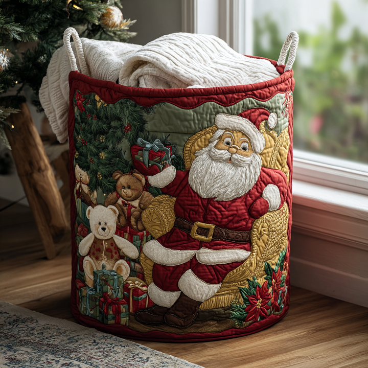 Quilted laundry basket with Santa Claus – product image 4