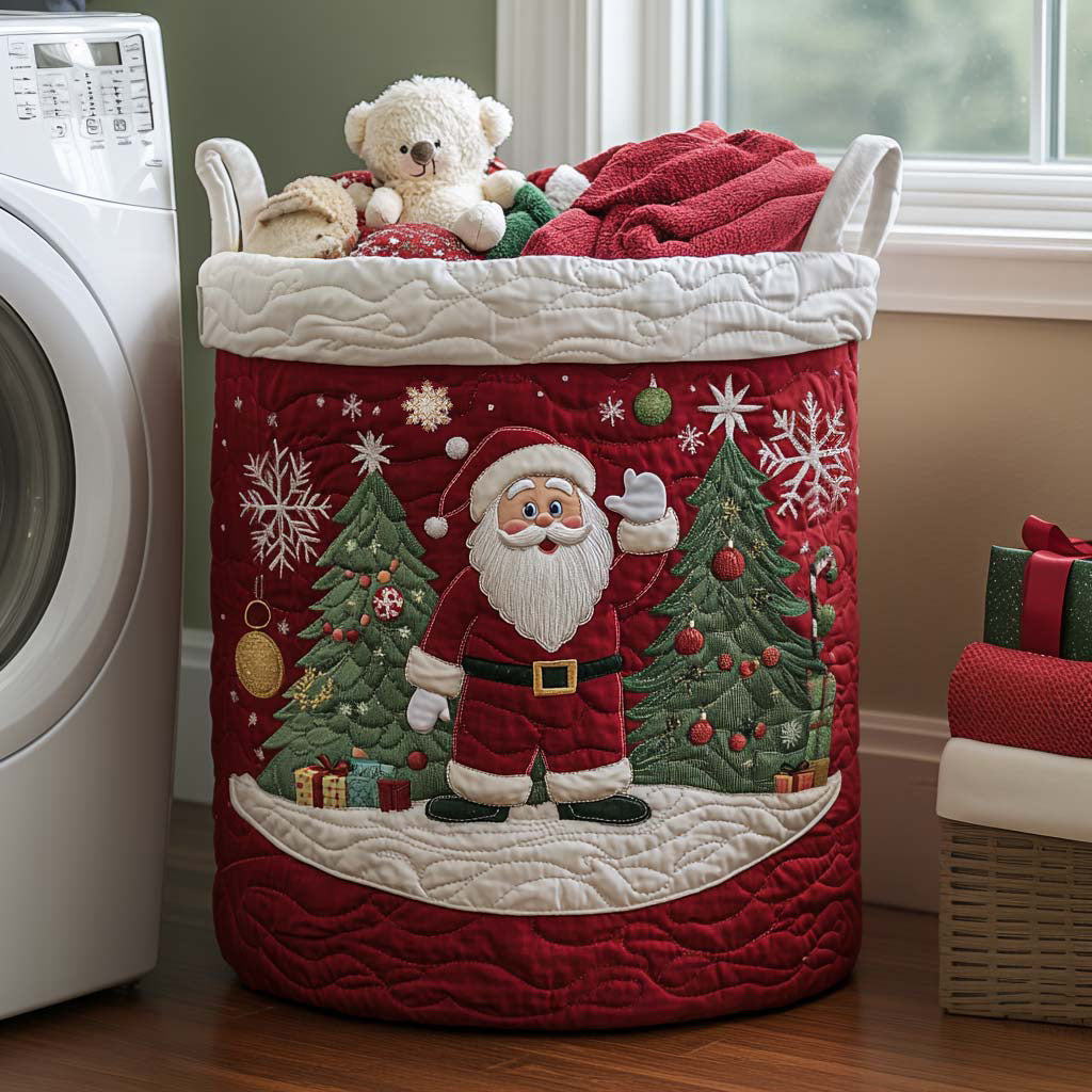 Quilted laundry basket with Santa Claus by Louise London
