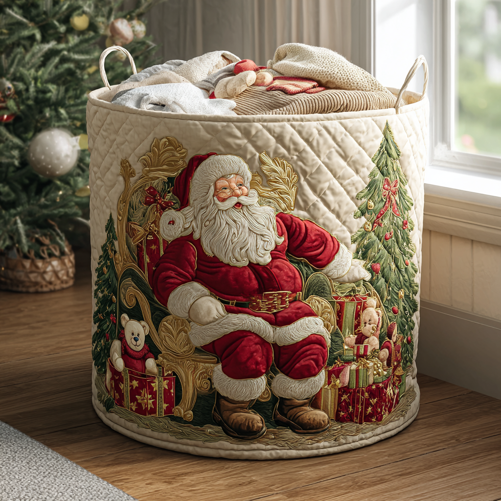 Quilted laundry basket with Santa Claus – product image 5