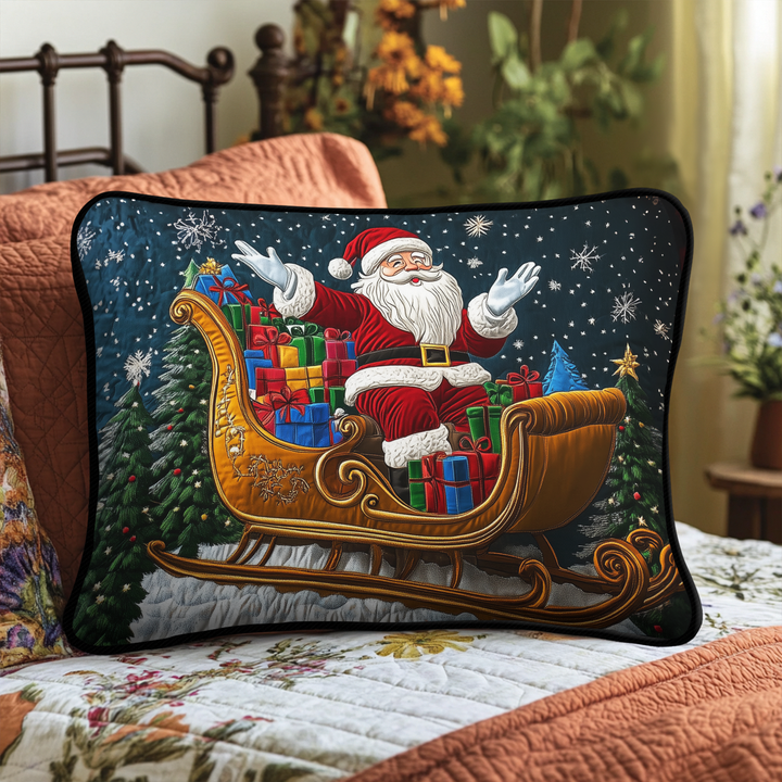 Quilted Pillow Cover with Santa Claus Joy NCU0DK9981