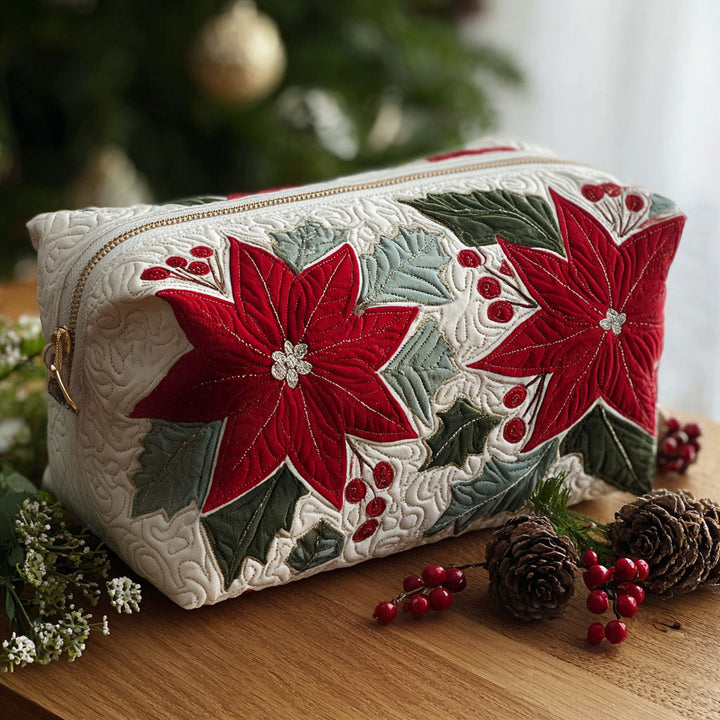 Scarlet Bloom quilted makeup bag – Louise London