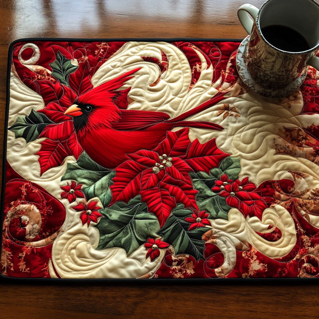 Scarlet Solace Quilted Placemats by Louise London