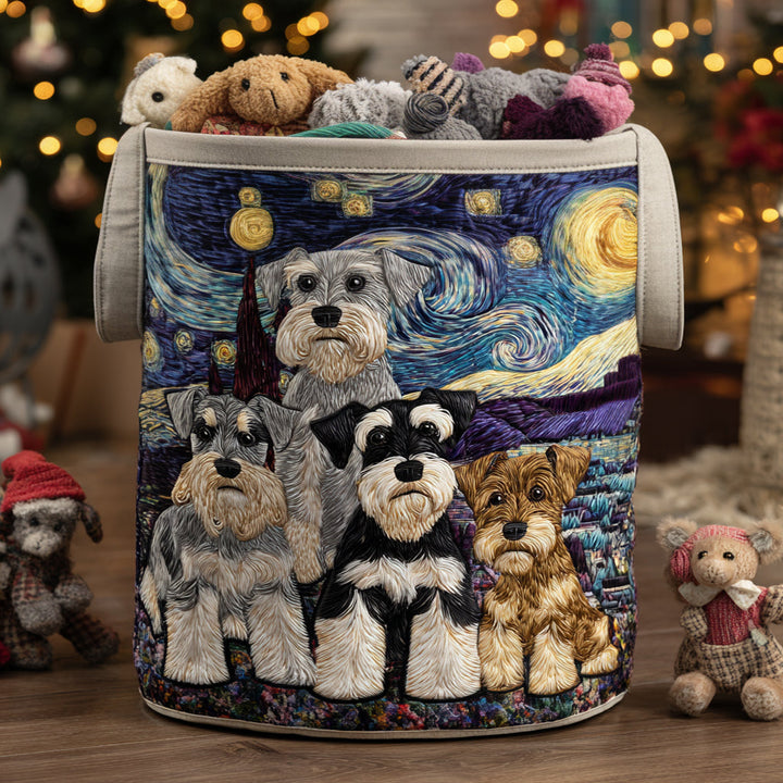 Quilted laundry basket with Schnauzer by Louise London
