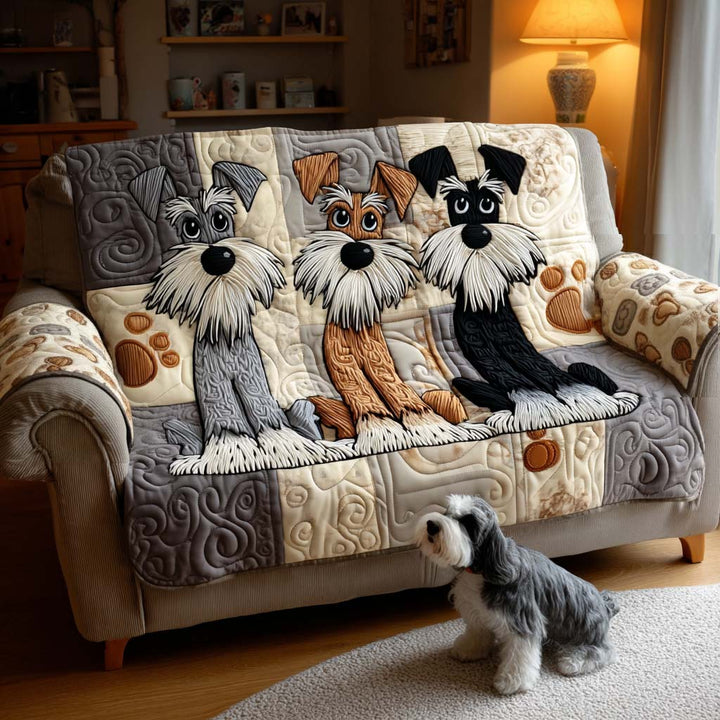 Quilted Sofa Cover with Schnauzer – Louise London