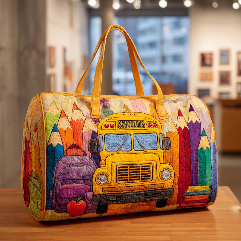 Quilted Shoulder Travel Bag with School-Inspired Motif by Louise London – product image 5