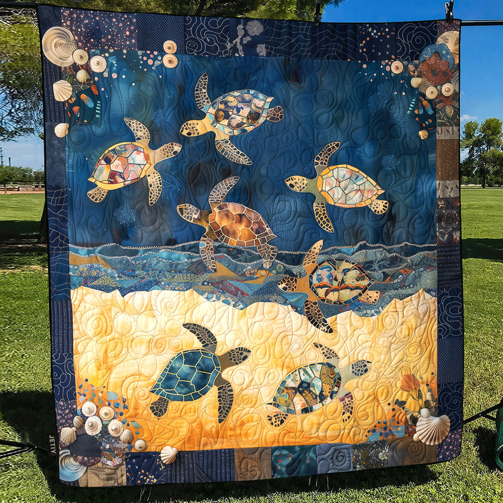 Quilted Blanket Sea Turtle Mingle – Louise London quilted blanket