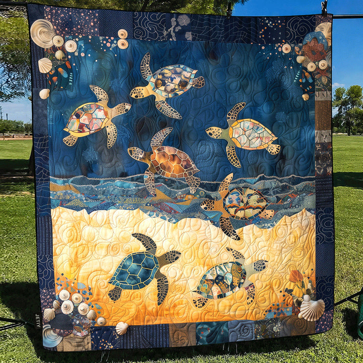Quilted Blanket Sea Turtle Mingle – Louise London quilted blanket