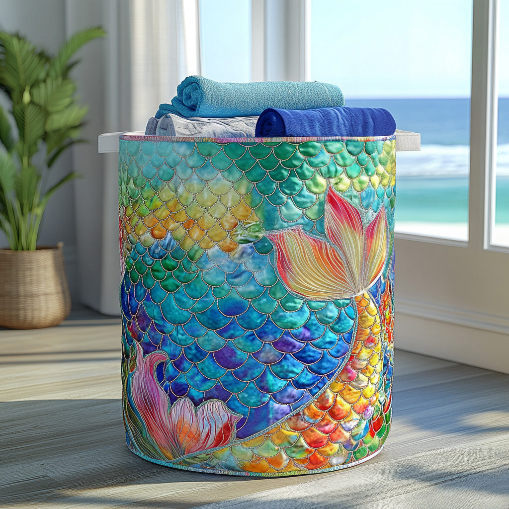 Quilted laundry basket with marine pattern by Louise London