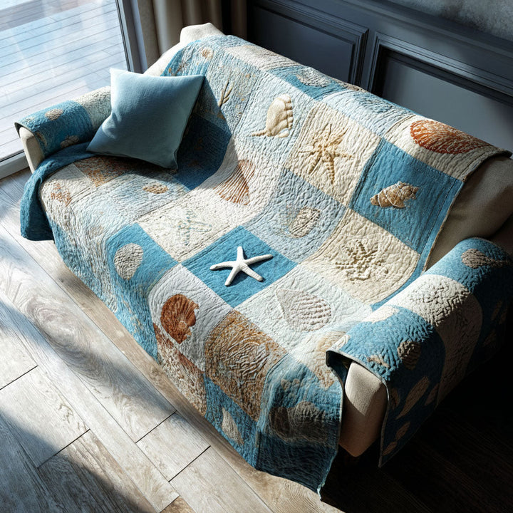 Quilted sofa cover with marine pattern – Louise London