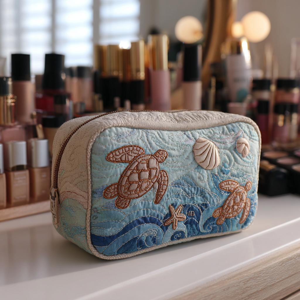 Sea Turtle quilted makeup bag – Louise London