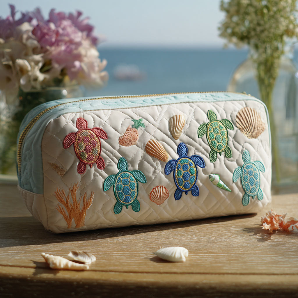 Sea Wanderer quilted makeup bag – Louise London